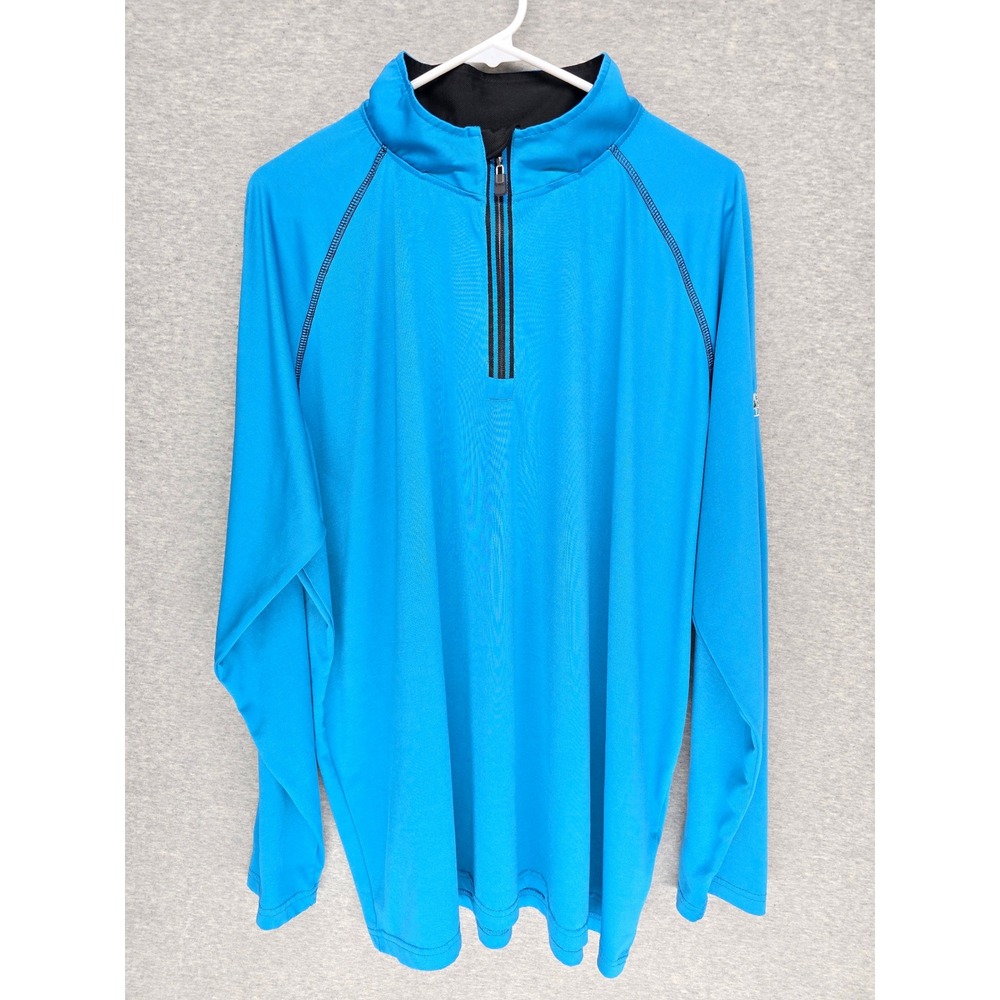 Men's Golf Shirt Long Sleeve 2XL Blue Black Accent "The Meadow at Peabody" Logo